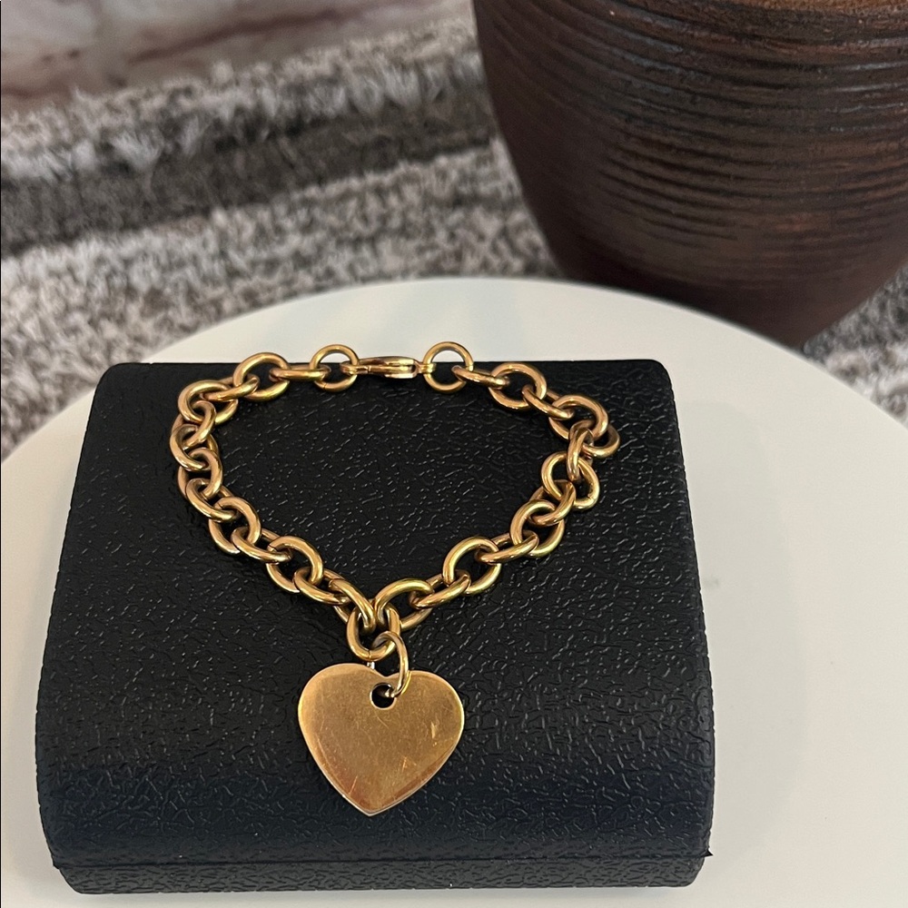 Gold Heart Charm Bracelet Edforce Stainless Steel